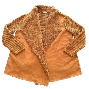Retrology Women’s 2X Cozy Tan Knit Cardigan